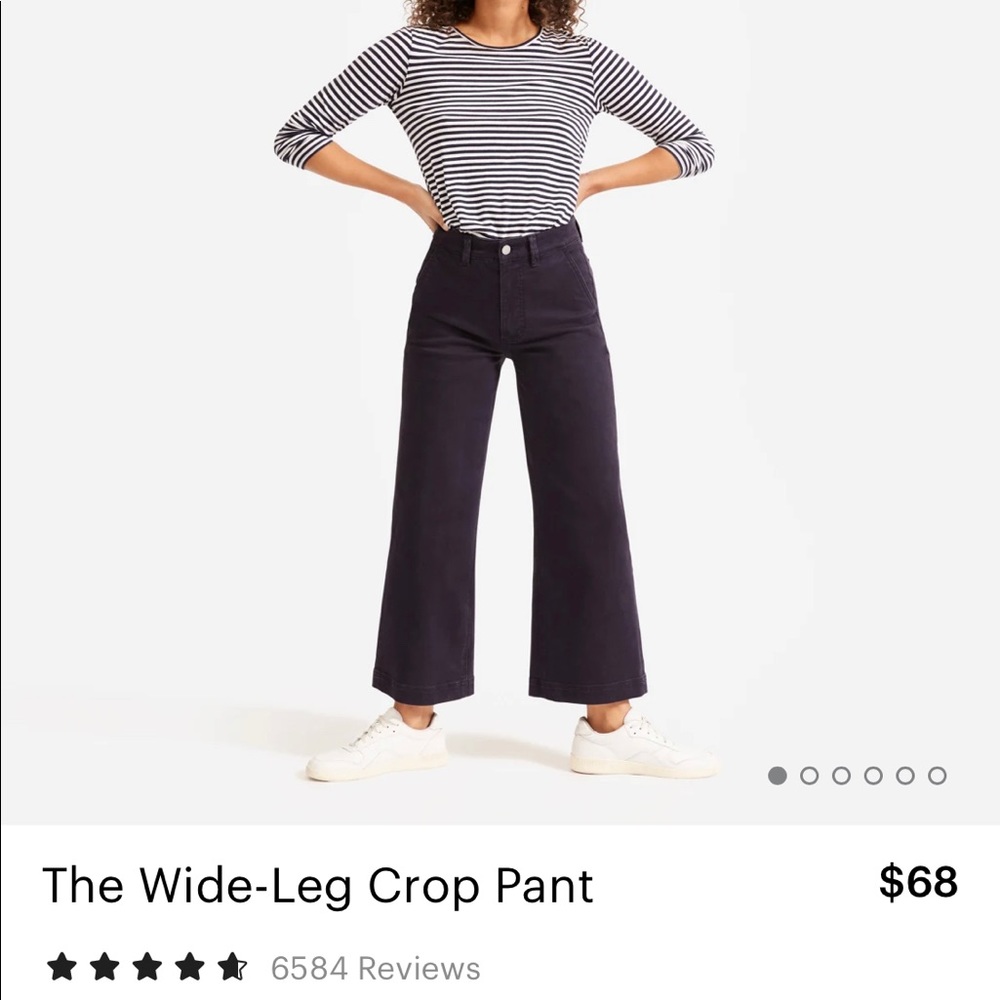 EVERLANE Wide Leg Cropped Pant in Navy